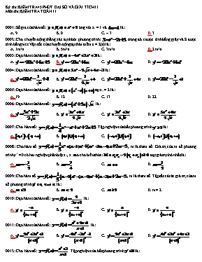Kiểm tra 45 phút Đại số và giải tích 11